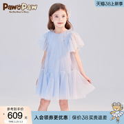 pawinpaw卡通小熊童装，24年夏季女童公主，网纱连衣裙