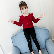 女童衬衫韩版春秋款长袖童装2023中大童洋气秋装儿童时髦衬衣
