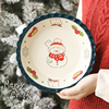 蓝莲花圣诞兔手绘早餐，盘子高颜值餐具套装礼盒，家用餐盘陶瓷点心盘