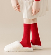 红袜子本命年男女款棉袜春秋冬季四季款大红色袜结婚高腰红色袜子