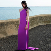 紫色晚礼服2023优雅女士走秀红毯高端大气连衣裙生日派对女装