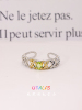 upalas天然橄榄石戒指时尚个性活口，可调节清新绿色宝石饰品05005c