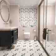 法式复古卫生间300x300小花砖瓷砖，网红奶油浴室厨房墙砖厕所地砖