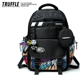truffle嘻哈涂鸦双肩，包男初中生高中书包女小学生，大容量旅行背包