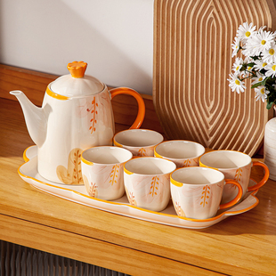 高颜值茶壶凉水壶茶具，耐高温陶瓷大容量水具套装，家用客厅2023