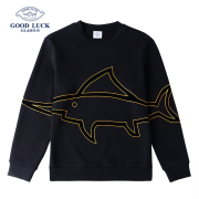 莫代尔德鲨秋季黑色，圆领卫衣男鲨鱼图案休闲外套br11802