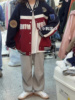 红色棒球服女秋装韩版大9美式重工贴标学生休闲宽松夹克外套