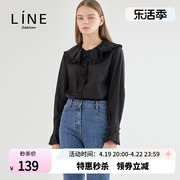 LINE女装韩国商场同款秋春长袖娃娃领公主风衬衫AWBLKJ6000