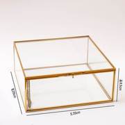 l欧美复古铜色玻璃盒子经典，欧式方形首饰盒开合w翻盖古典珠宝