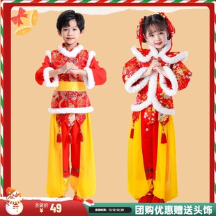 直供元宵节儿童秧歌演出服中国红喜庆幼儿打鼓服新年开门红灯笼舞