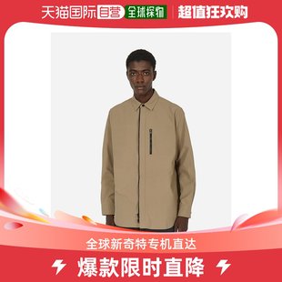 香港直邮潮奢sacai男士，哑光塔夫绸长袖浅褐色衬衫