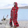 红色民族风带帽旅游披肩斗篷云南大西北新疆西藏旅行拍照穿搭保暖