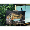 黄金雷龙鱼画客厅现代简约装饰平面无框办公室，水族馆雷龙鱼装饰画