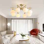 全铜美式客厅吊灯简约现代大气轻奢卧室灯房间创意餐厅灯欧式灯具