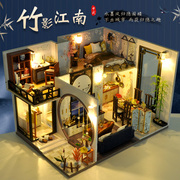 中国风diy小屋别墅手工，制作房子模型古风建筑，拼装创意生日礼物女