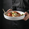 简约日式深盘菜盘圆形汤盘干锅直身碗海鲜餐盘高级感陶瓷西餐盘子