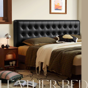 中古风床北欧实木床皮艺软包床现代简约1.8m复古双人床主卧小户型