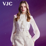 VJC/威杰思2024春夏女装法式宫廷风衬衫气质领通勤长袖衬衣
