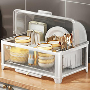 厨房碗柜置物架多功能台面双层碗架沥水架小型带盖防尘碗碟收纳架