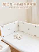 ins一片式婴儿床围软包防撞挡布纯棉，儿童宝宝拼接床护栏加高围挡