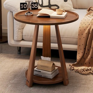 沙发边几边桌实木小圆桌简约可移动小茶几客厅阳台小茶桌床头方几