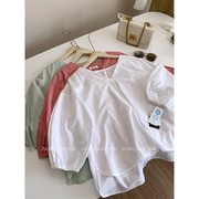 科技透气纯棉面料 多色入~日本KILO小复古泡泡袖衬衫上衣E10101