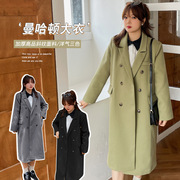 2022年微胖大码女装秋冬季韩版常规H型大衣气质中长款风衣女