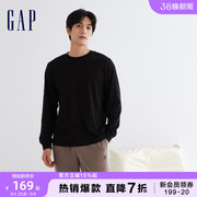 gap男装春秋logo纯棉亲肤运动长袖，t恤廓形宽松高级休闲上衣841263