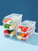 冰箱易取物(易取物)收纳篮，透明塑料分类储物盒可叠加桌面整理架带盖厨房筐