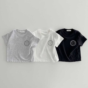 儿童短袖t恤夏季薄款韩版小熊印花男女宝宝，半袖上衣婴儿纯棉衣服