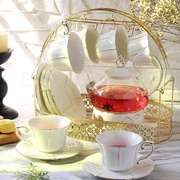 花茶杯子壶茶具套装家用英式下午茶水果茶，陶瓷泡茶壶蜡烛加热底座