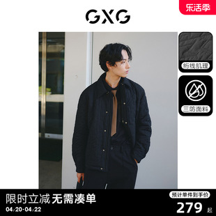 三防gxg男装满身，绗线格保暖衬衫式夹棉夹克，外套23冬季