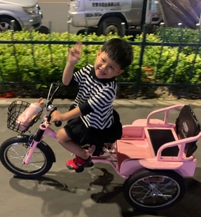 儿童三轮车带斗折叠双人自行车2-10岁充气轮胎童车小孩脚踏车单车