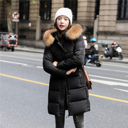 羽绒棉服女中长款2022年冬季韩版时尚大毛领加厚显瘦连帽棉衣
