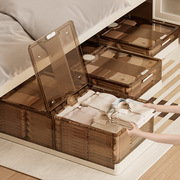 床底收纳箱床下抽屉式整理扁平带滑轮放防潮超薄可折叠透明储物箱