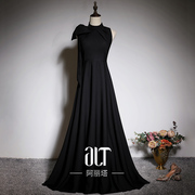黑色高级设计感晚礼服裙女宴会气质主持轻奢小众高端2023