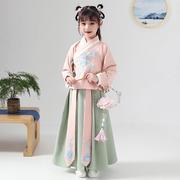 汉服女童秋季古装，中国风超仙长袖袄裙12岁女孩，童装儿童唐装连衣裙