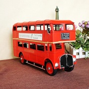 双层巴士汽车公交车模型，1954年英国伦敦红色纯手工，复古铁皮车模型