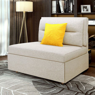 推拉床伸缩小户型客厅书房，多功能折叠收纳两用沙发床布艺可拆洗1.