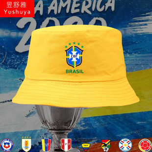 巴西哥伦比亚玻利维亚秘鲁美洲杯内马尔渔夫帽子，男女足球迷服盆帽