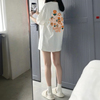 韩系白色t恤女2024纯棉，圆领印花短袖夏季宽松显瘦上衣设计感