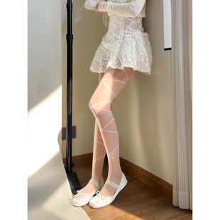 芭蕾袜balletcore少女绑带白色丝袜薄款甜美纯欲春夏奶白打底裤袜