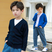 男童针织衫春秋装薄款开衫，纯棉儿童毛衣，韩版休闲小男孩童装外套潮