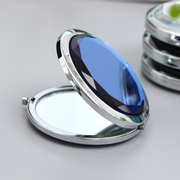 精美小水晶化妆镜子金属折叠双面便携小镜子放大镜女