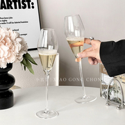 高颜值香槟杯套装家用起泡酒高脚杯一对水晶玻璃杯创意鸡尾酒杯子