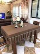 咖啡色长方形餐桌布甜品台布布艺桌子套罩沙发桌桌布折叠桌垫