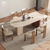 凡尔赛中古风实木餐桌洞，石岩板小户型设计师，创意半椭圆岛台餐桌