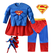 男童超人扮演服万圣节supermancos漫威英雄联盟表演服装