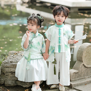 儿童汉服夏季薄款小童夏装幼儿园，广西端午节民族服装男童女演出服