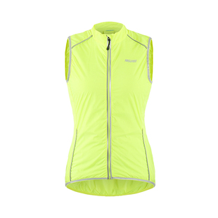 骑行马甲女士防风背心自行车装备便携风衣无袖修身薄款透气荧光绿